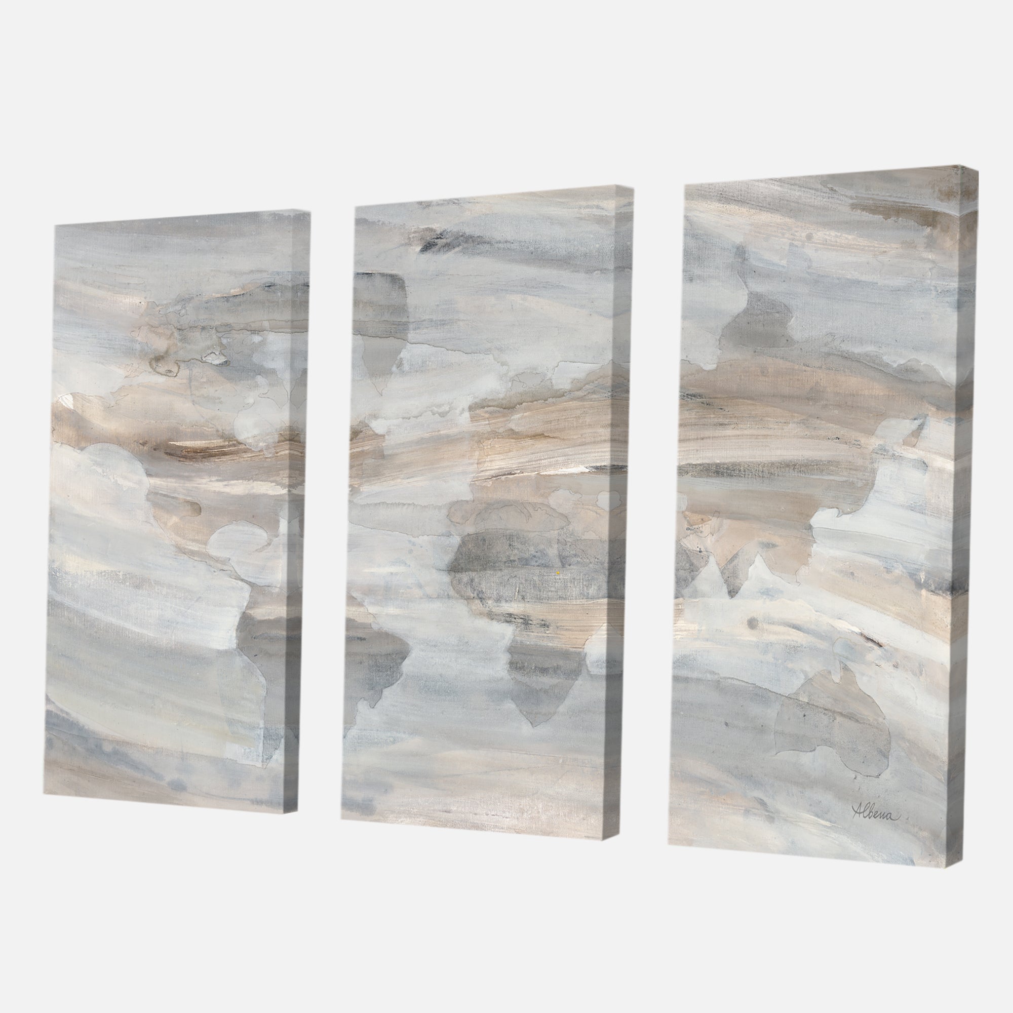 Designart 'Misty World Map' Glam Map Canvas Artwork - 36x28 - 3 Panels