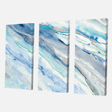 Designart 'Blue Silver Spring II' Modern Lake House Gallery-wrapped Canvas - 36x28 - 3 Panels