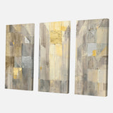 Designart 'Gold Square Watercolor' Glam Canvas Artwork - 36x28 - 3 Panels
