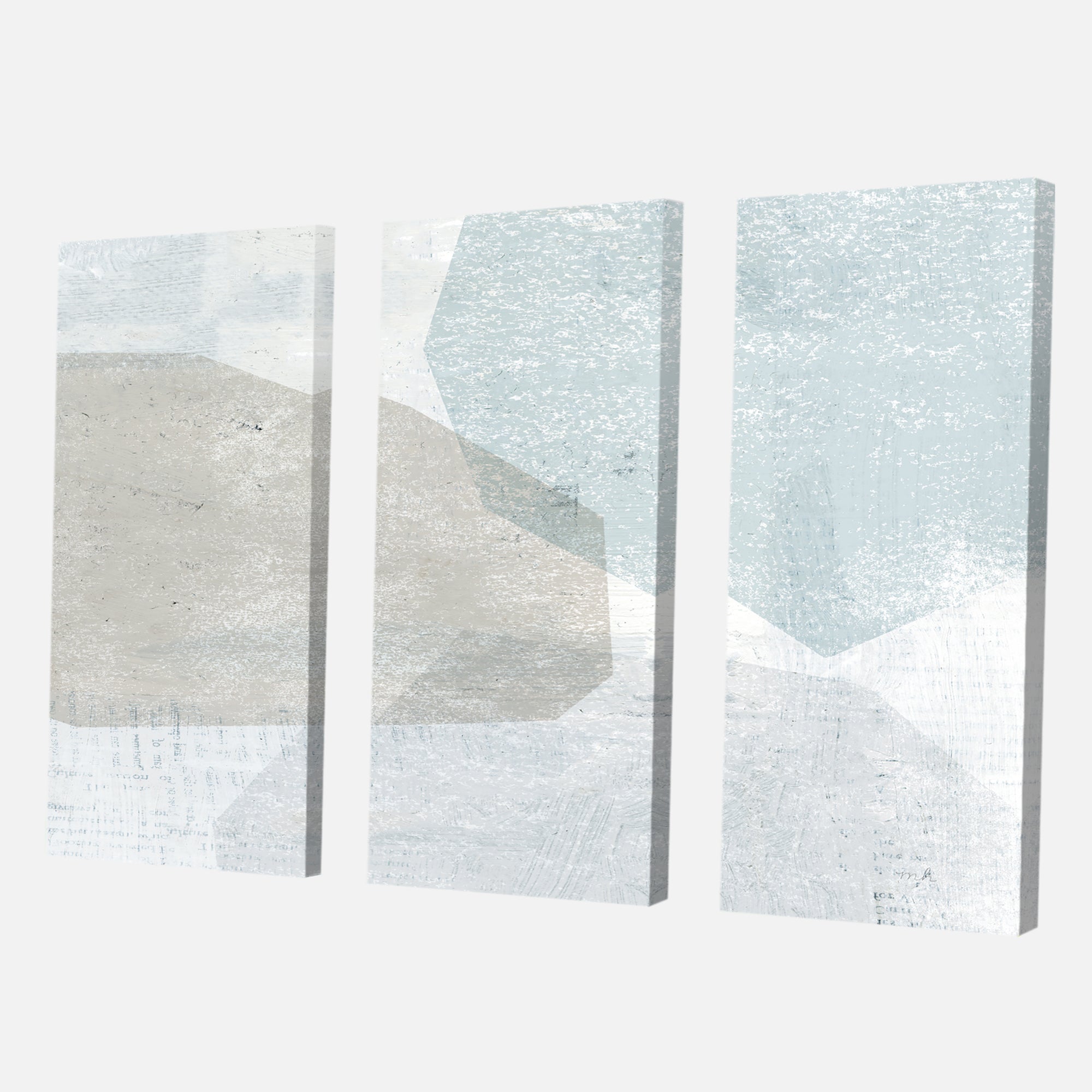Designart 'Grey and White Collage I' Modern Premium Canvas Wall Art - 36x28 - 3 Panels