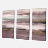 Designart 'Purple Glam Storm IV' Glam & Shabby Chic Gallery-wrapped Canvas - 36x28 - 3 Panels