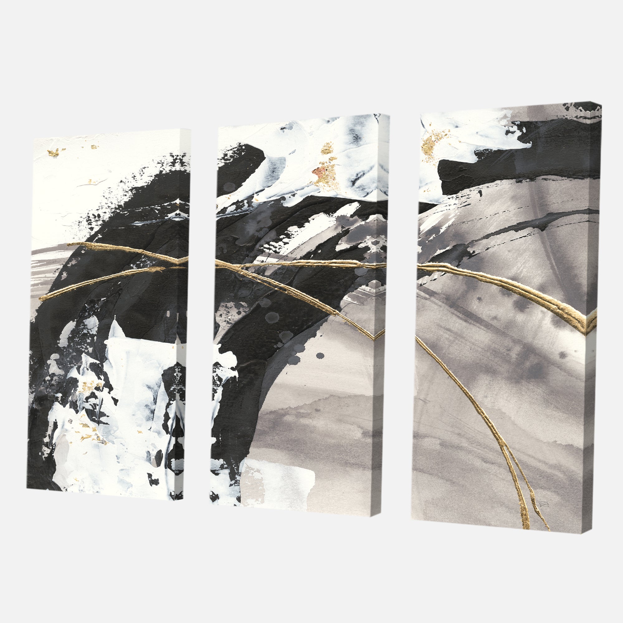 Designart 'Glam Painted Arcs I' Transitional Gallery-wrapped Canvas - 36x28 - 3 Panels