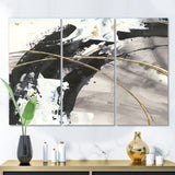 Designart 'Glam Painted Arcs I' Transitional Gallery-wrapped Canvas - 36x28 - 3 Panels