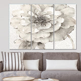 Designart 'Indigold Grey Peonies I' Farmhouse Premium Canvas Wall Art - 36x28 - 3 Panels