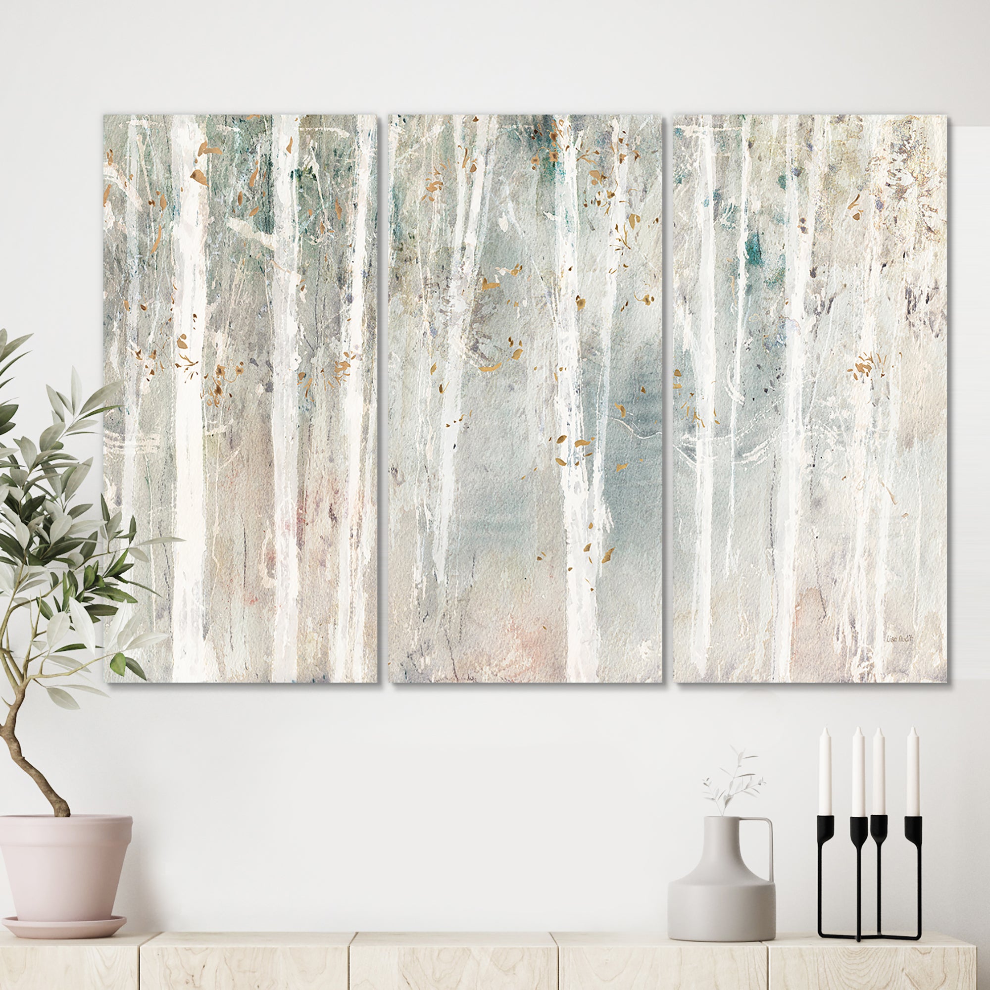 Designart 'A Woodland Walk into the Forest III' Modern Farmhouse Canvas Art - 36x28 - 3 Panels