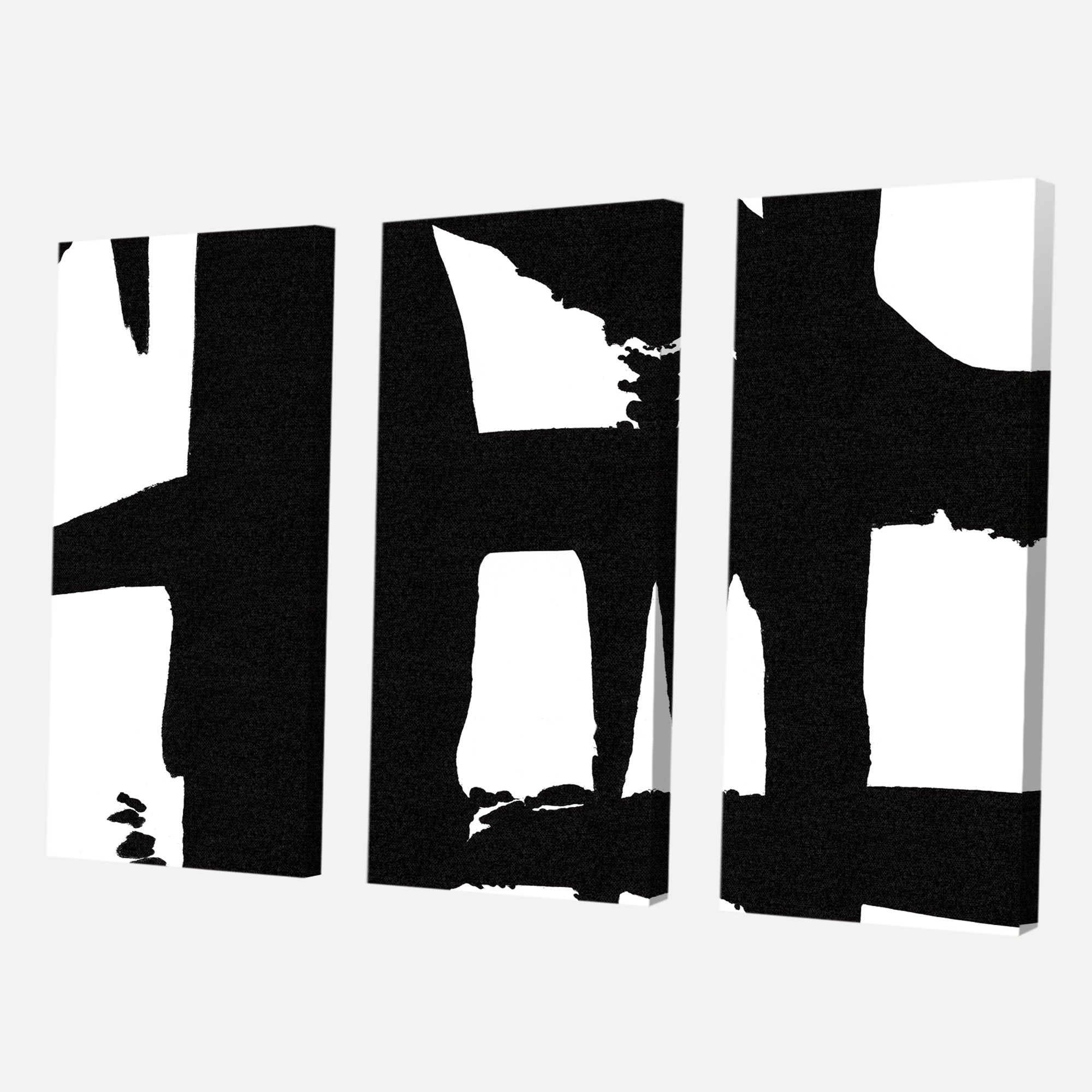 Designart 'Black & White Crossing Paths II' Modern Canvas Artwork - 36x28 - 3 Panels