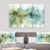Designart 'Abstract Watercolor Green House' Modern Canvas Art - 36x28 - 3 Panels