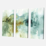 Designart 'Abstract Watercolor Green House' Modern Canvas Art - 36x28 - 3 Panels