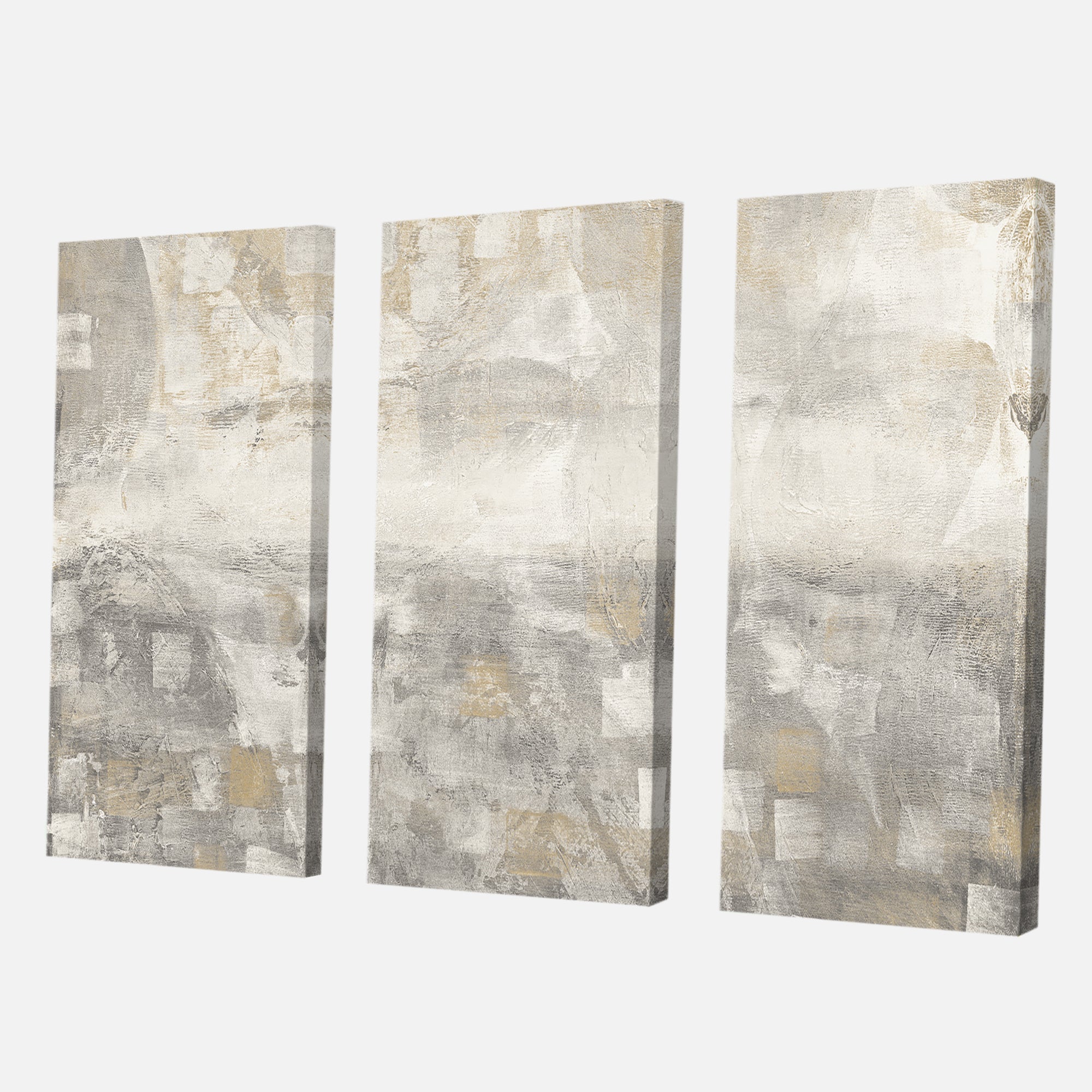 Designart 'Gray Abstract Watercolor' Contemporary Gallery-wrapped Canvas - 36x28 - 3 Panels