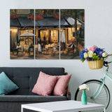 Designart 'La Brasserie of Champs-Élysées Paris' French Country Gallery-wrapped Canvas - 36x28 - 3 Panels