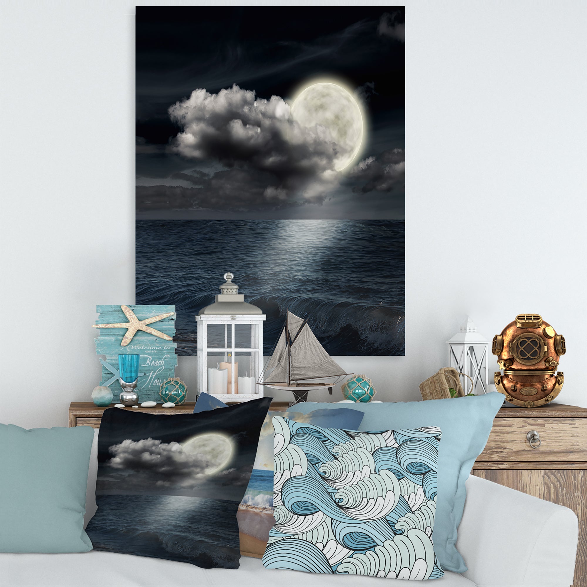 Full Moon In Cloudy Night Sky VI