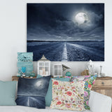 Asphalt Road Under Cloudy Full Moon I