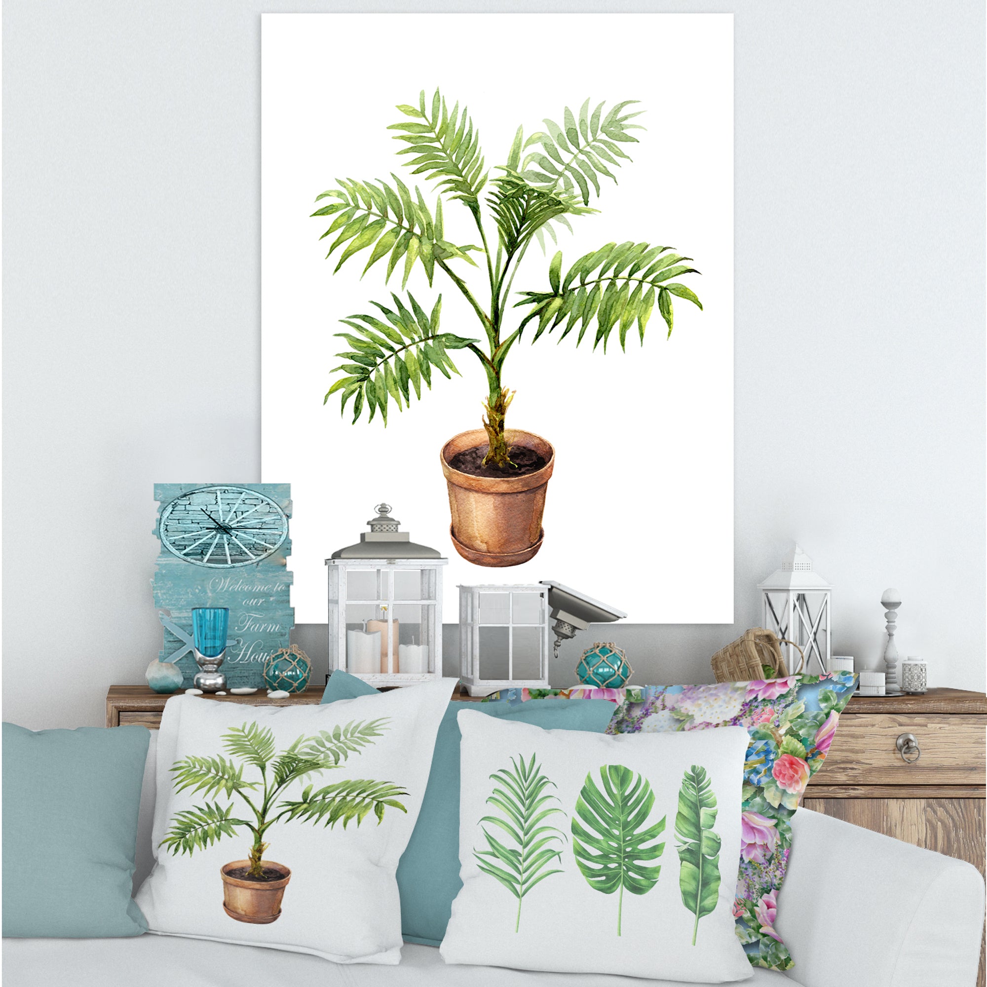 Palm In Clay Flowerpot