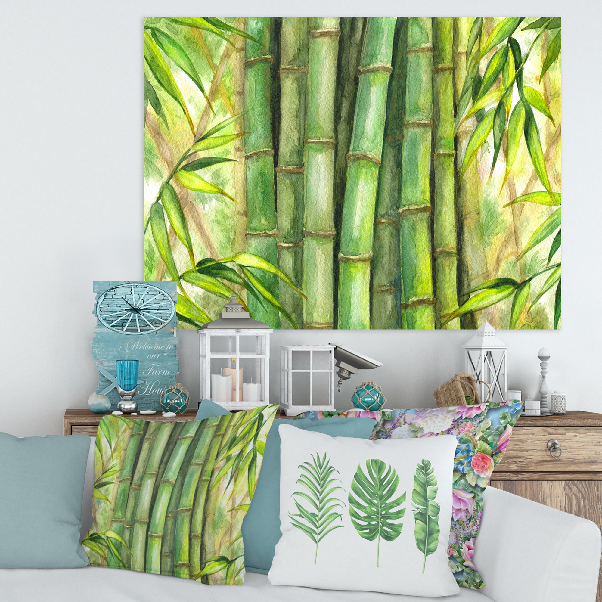 Bright Green Bamboo Stems