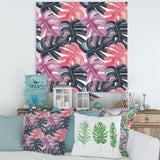 Colored Monstera On Rough Brush Strokes II