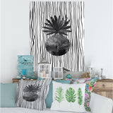Black and White Tropical Leaf On Striped I
