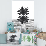 Black and White Tropical Leaf On Striped II