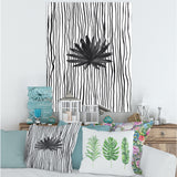 Black and White Tropical Leaf On Striped III