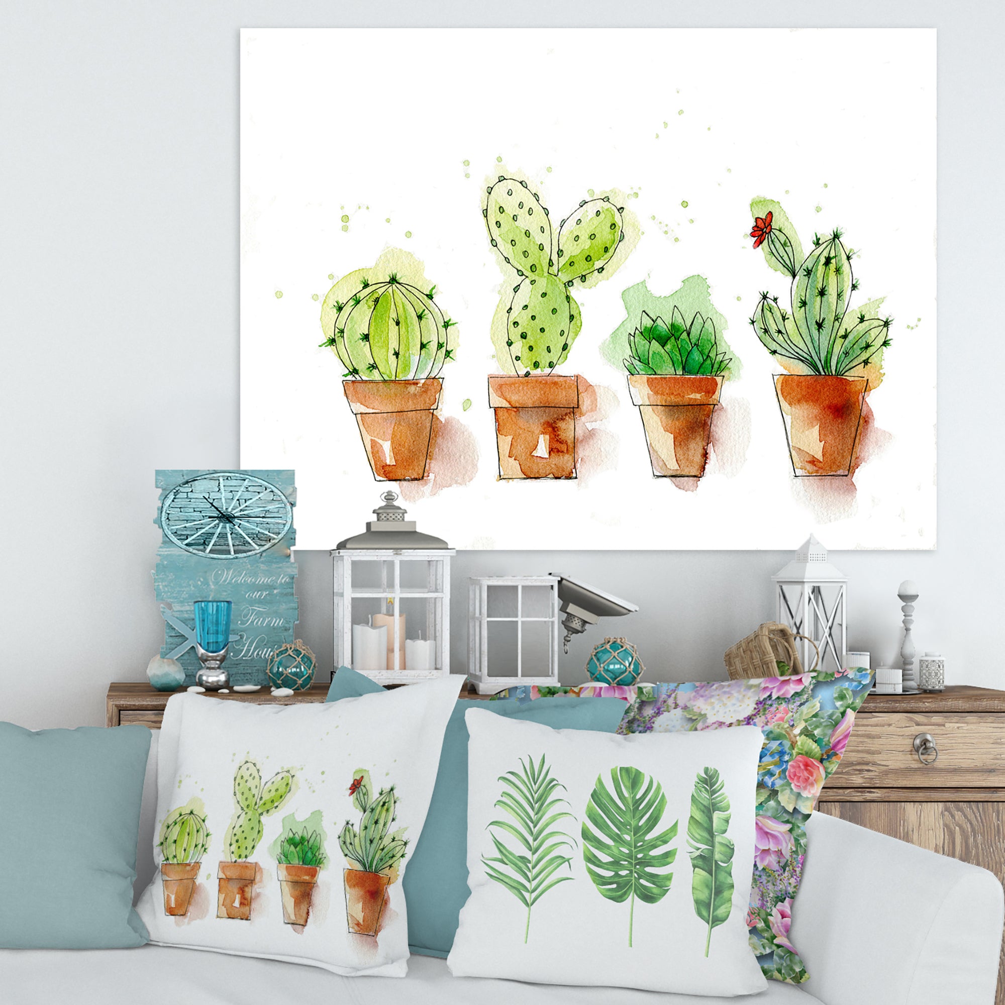 Cacti In Ceramic Pots In Gentle Tones I