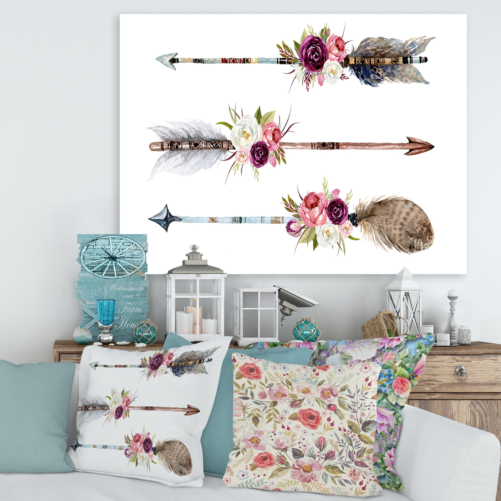 Ethnic Feathers and Flowers On Native Arrows III