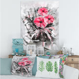 Abstract Red Flowers On Gray