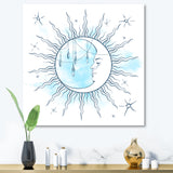 Blue Crescent Moon With Moonstone Pendants & Stars