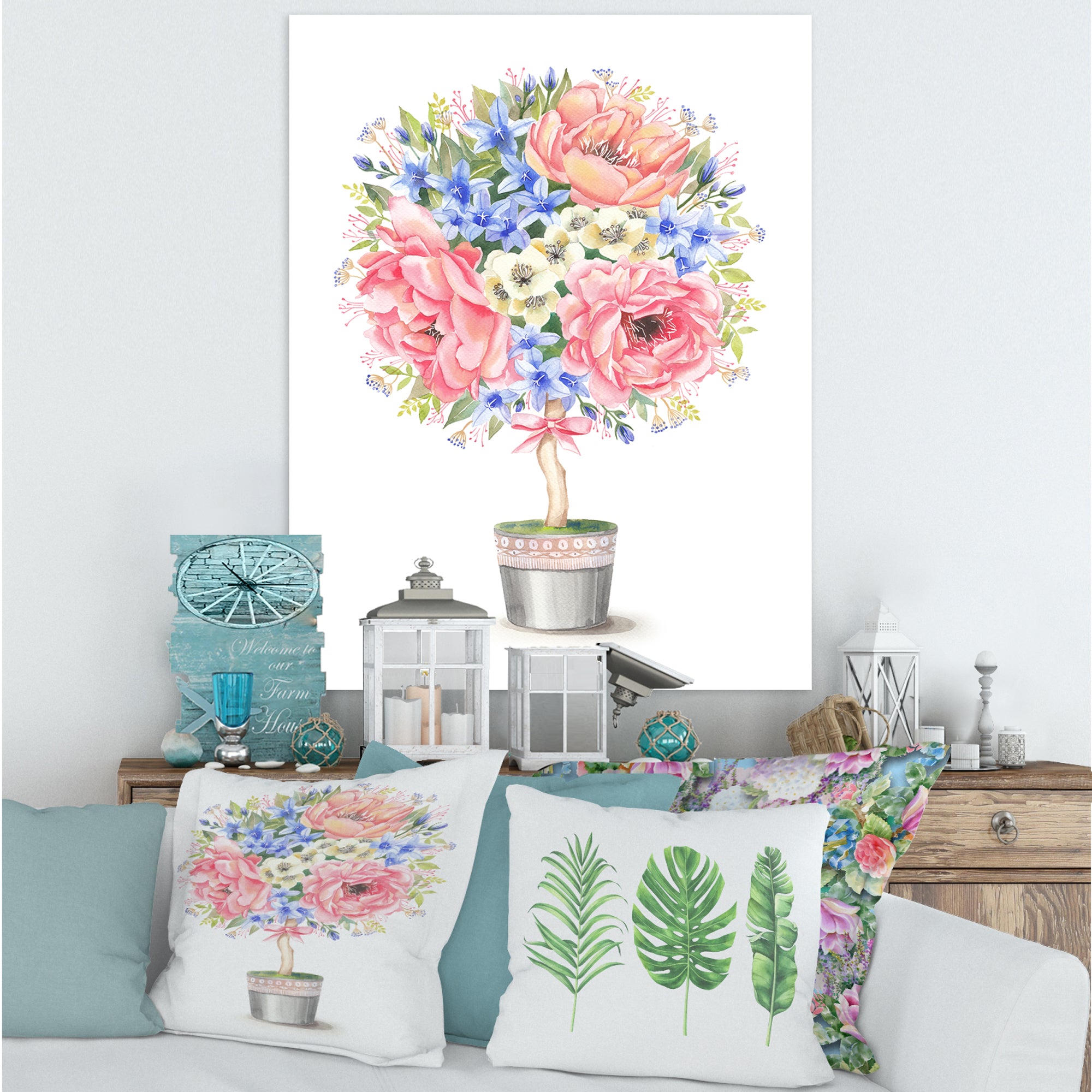 Flower Tree In A Pot With A Bow