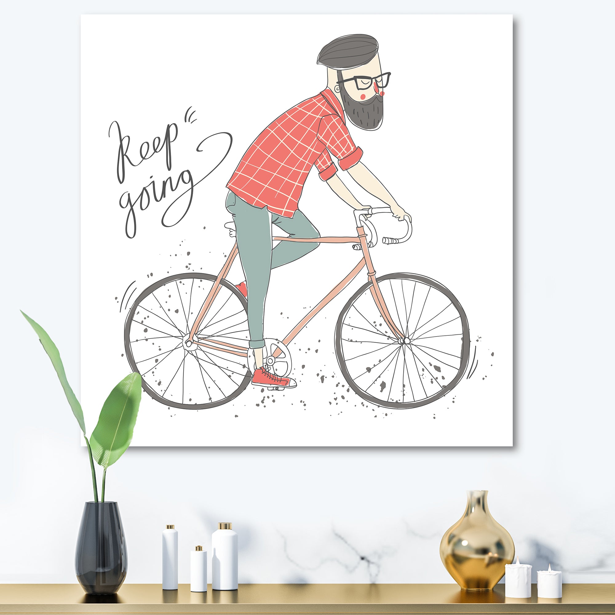 Hipster Man On A Bicycle