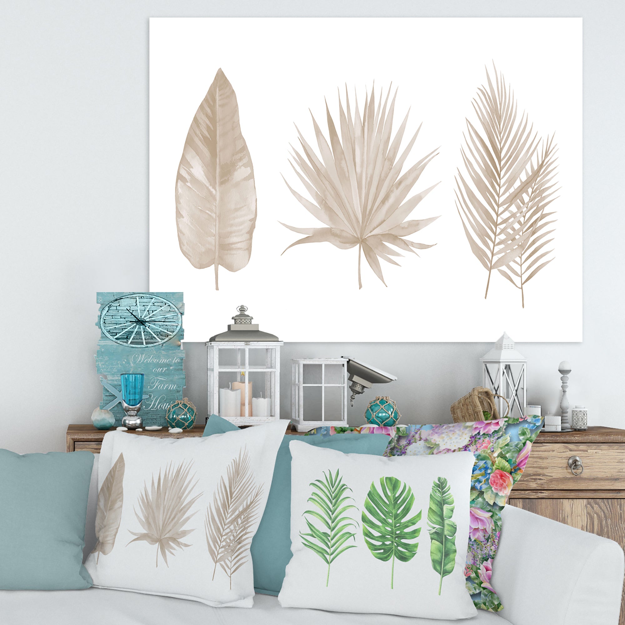 Tropical Beiges Leaves