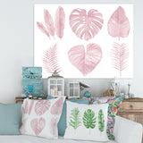 Tropical Pink Watercolour Leaves I