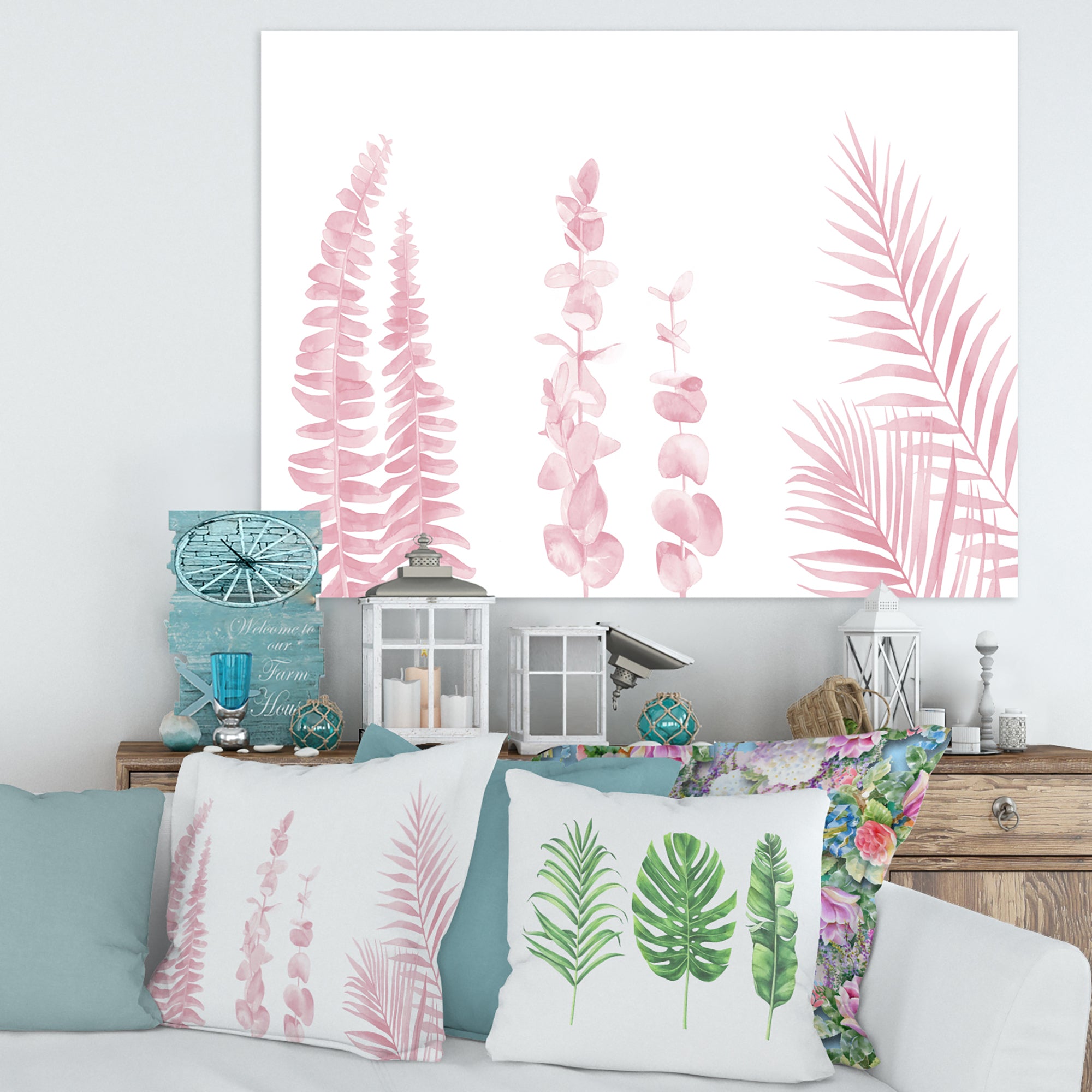 Blush Pinkeucalyptus and Palm Branches
