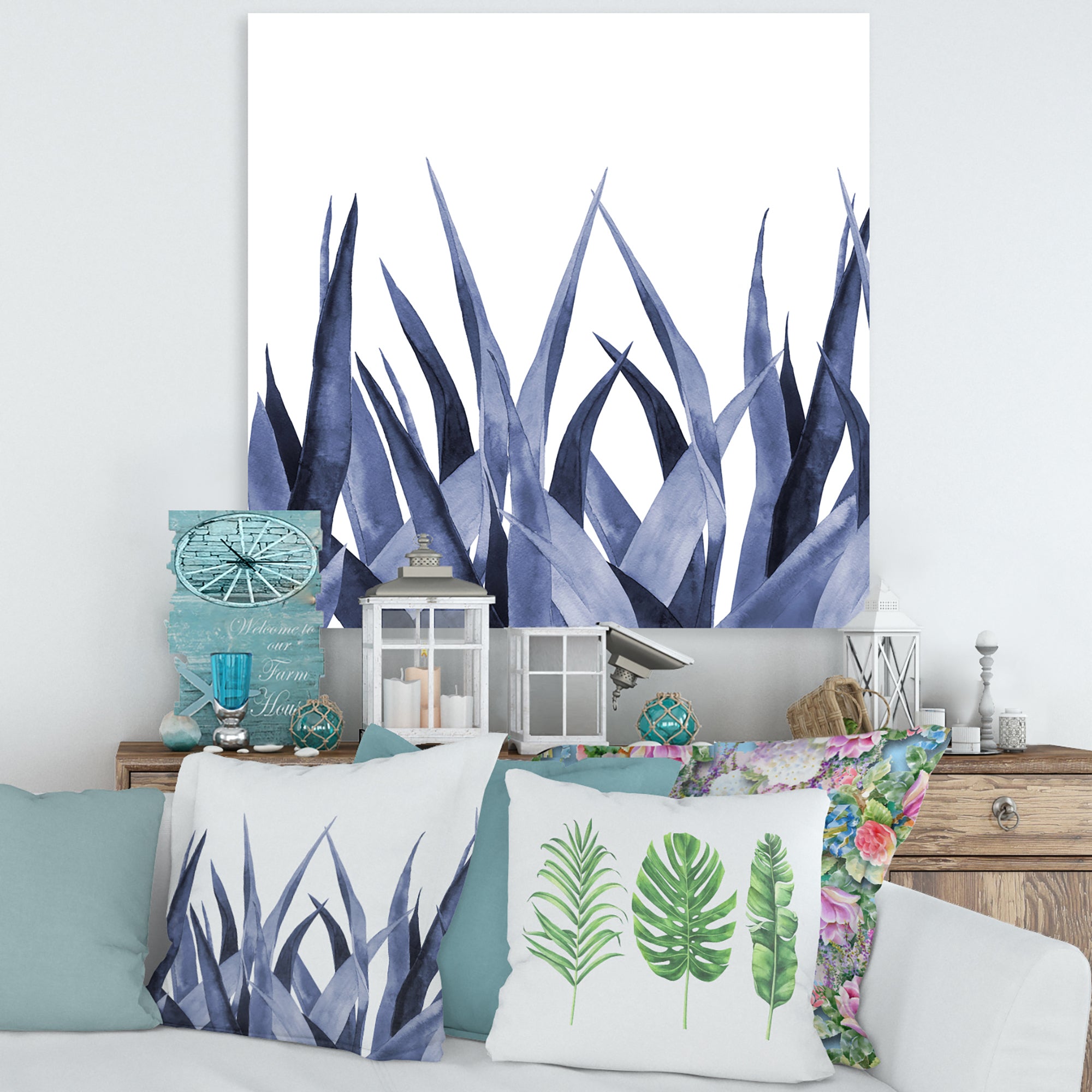 Navy Blue Agave Leaves