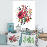 Vintage Burgundy Rose and Wildflowers