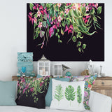 Floral Tropical Leaves Om Black