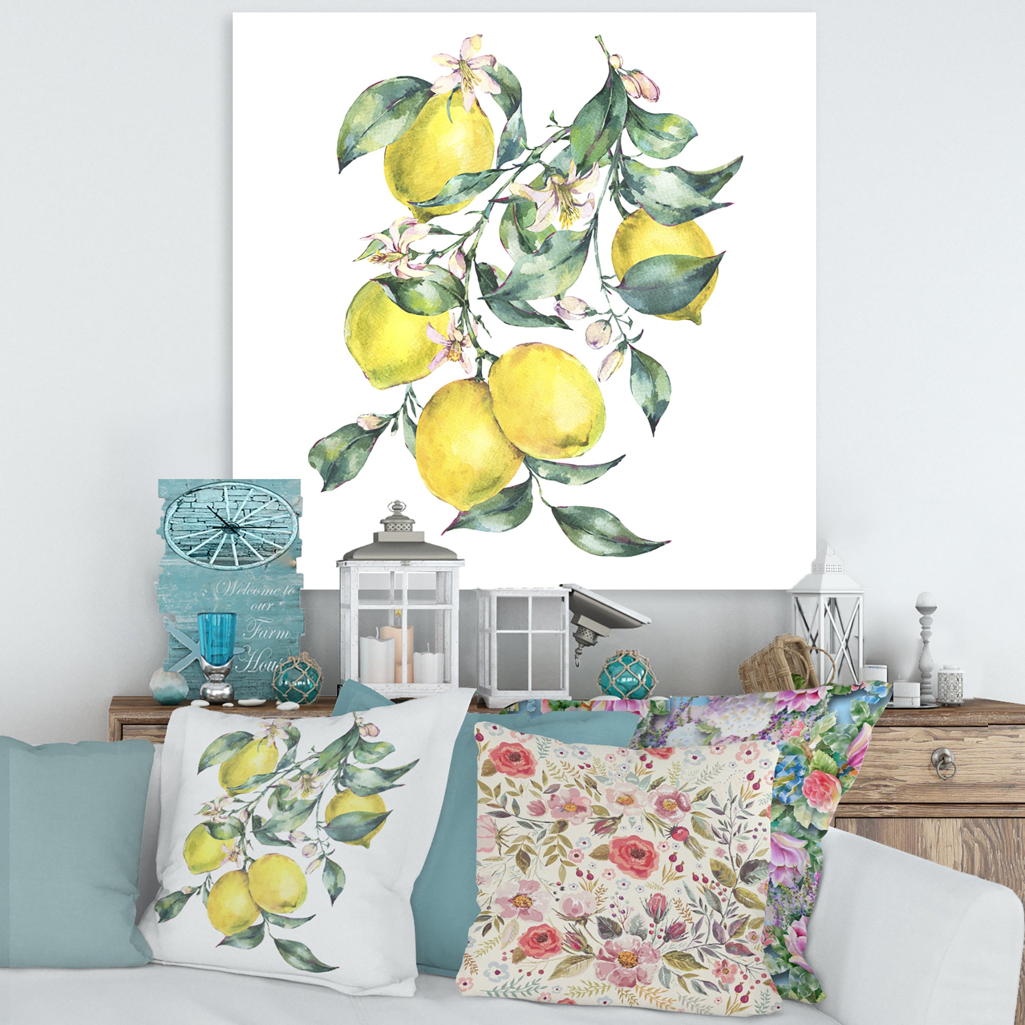 Branch of Yellow Lemons and Leaves I