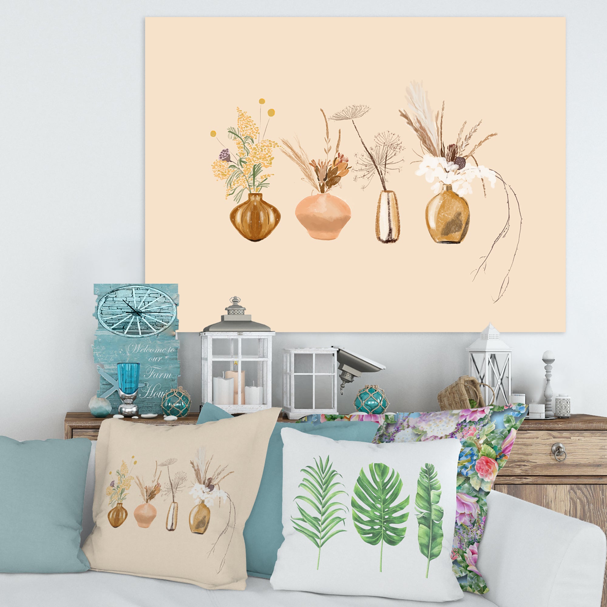 Bouquets Of Wildflowers In Gold Vases II