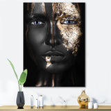 Portrait of A Afro American Girl with Gold Makeup