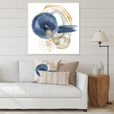 Abstract Dark Blue Gold & Black Underwater Life Wall Art