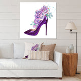 Dark Purple Stiletto Shoe With Pink VIolet Roses