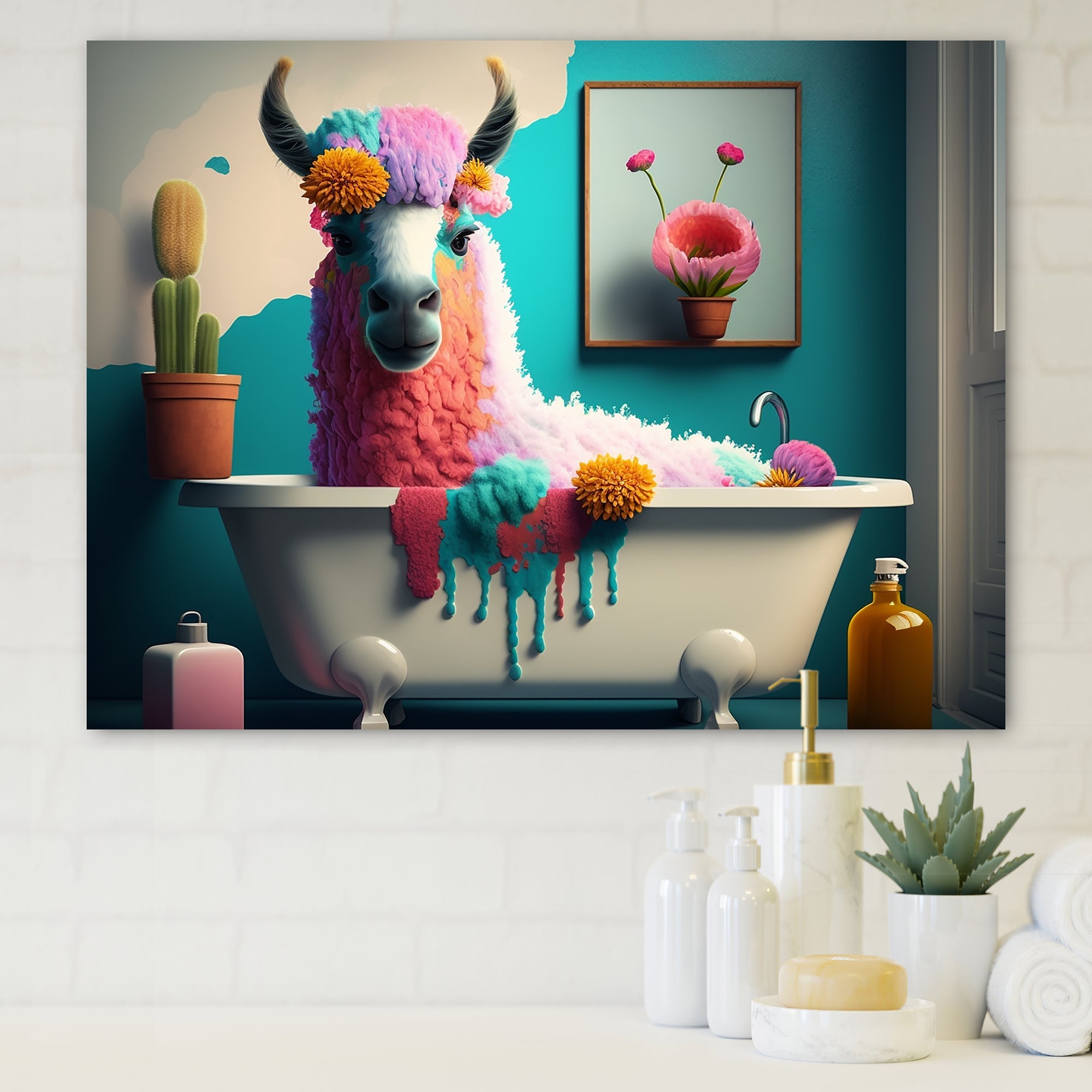 Funny Llama In The Bath IV