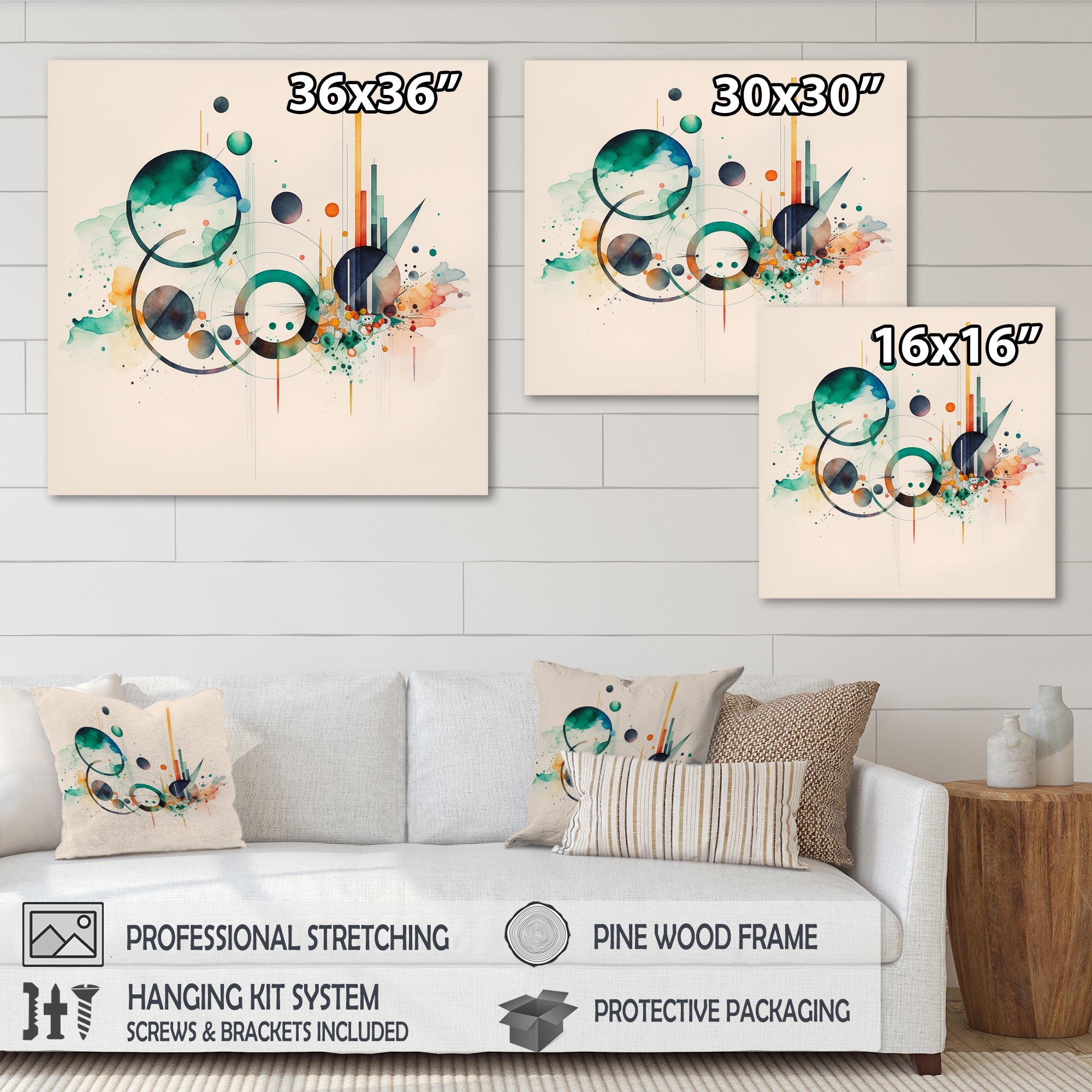 Multi-Color Watercolor Geometric Art II