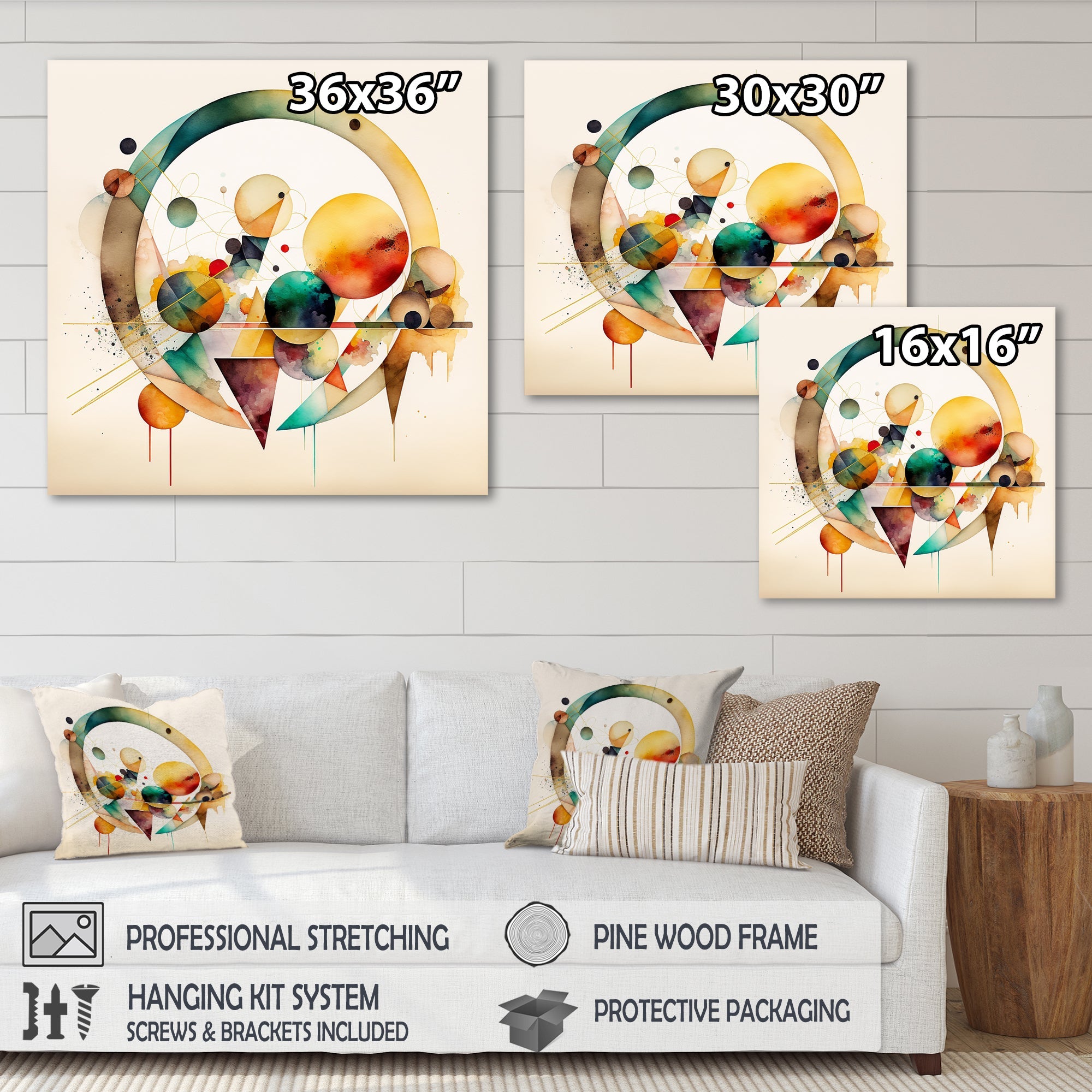 Multi-Color Watercolor Geometric Art IV