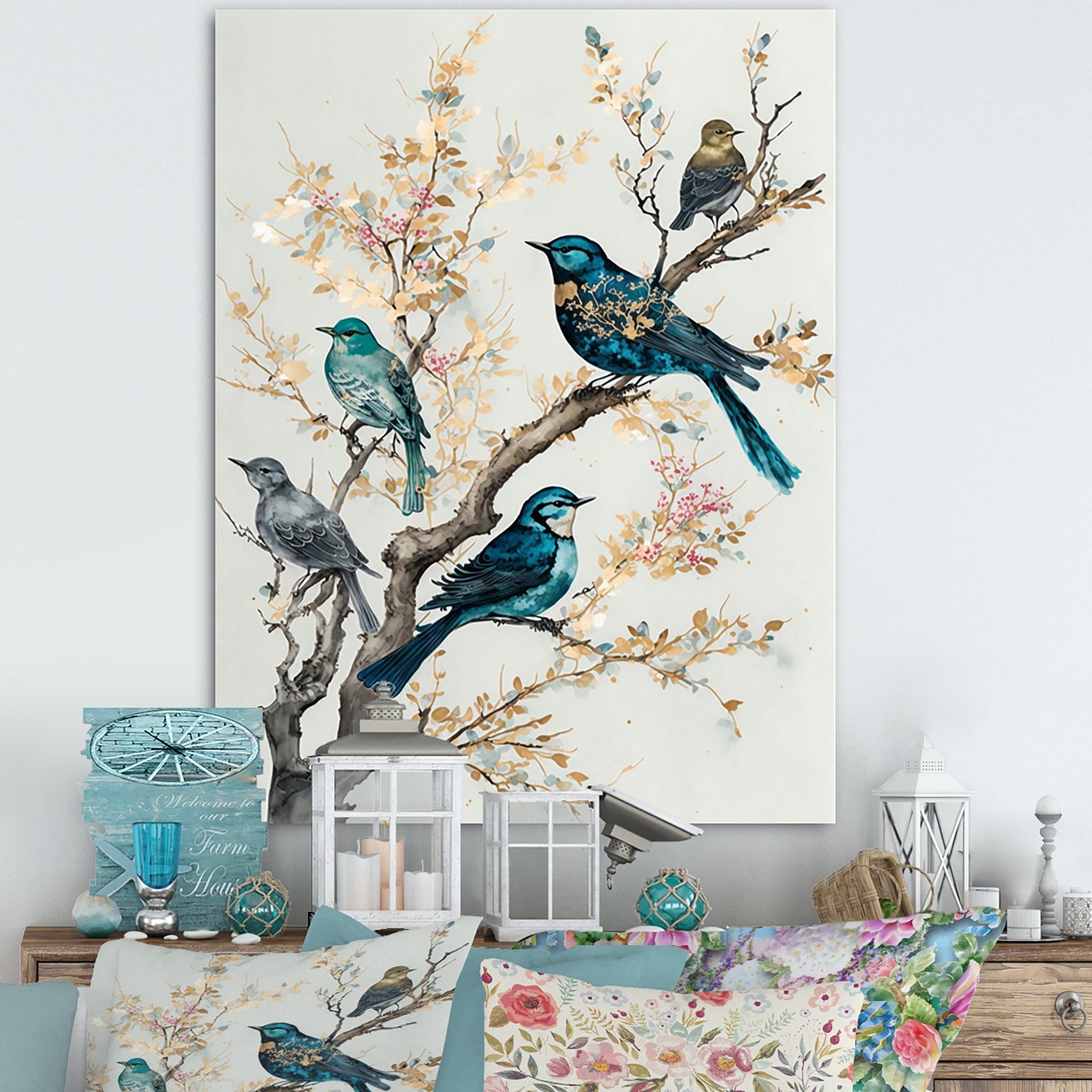 Multicolor Birds On Plum Blossoms Tree IX