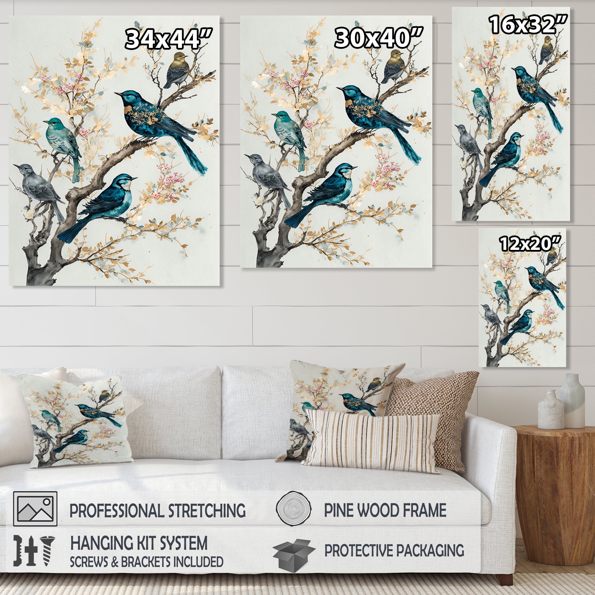 Multicolor Birds On Plum Blossoms Tree IX
