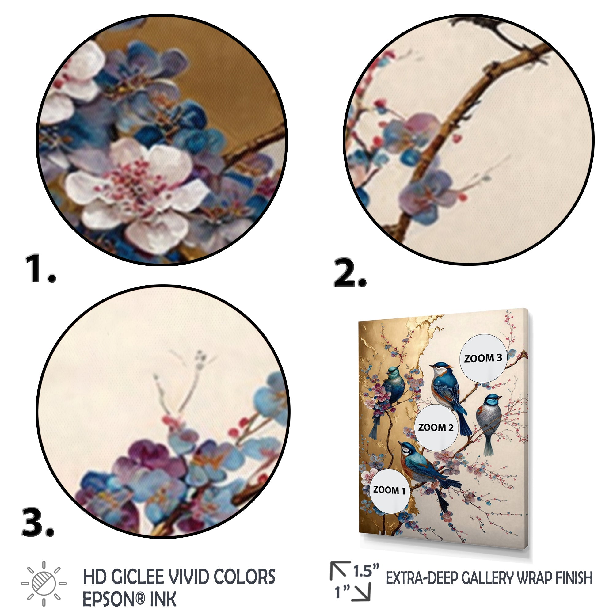 Multicolor Birds On Plum Blossoms Tree II
