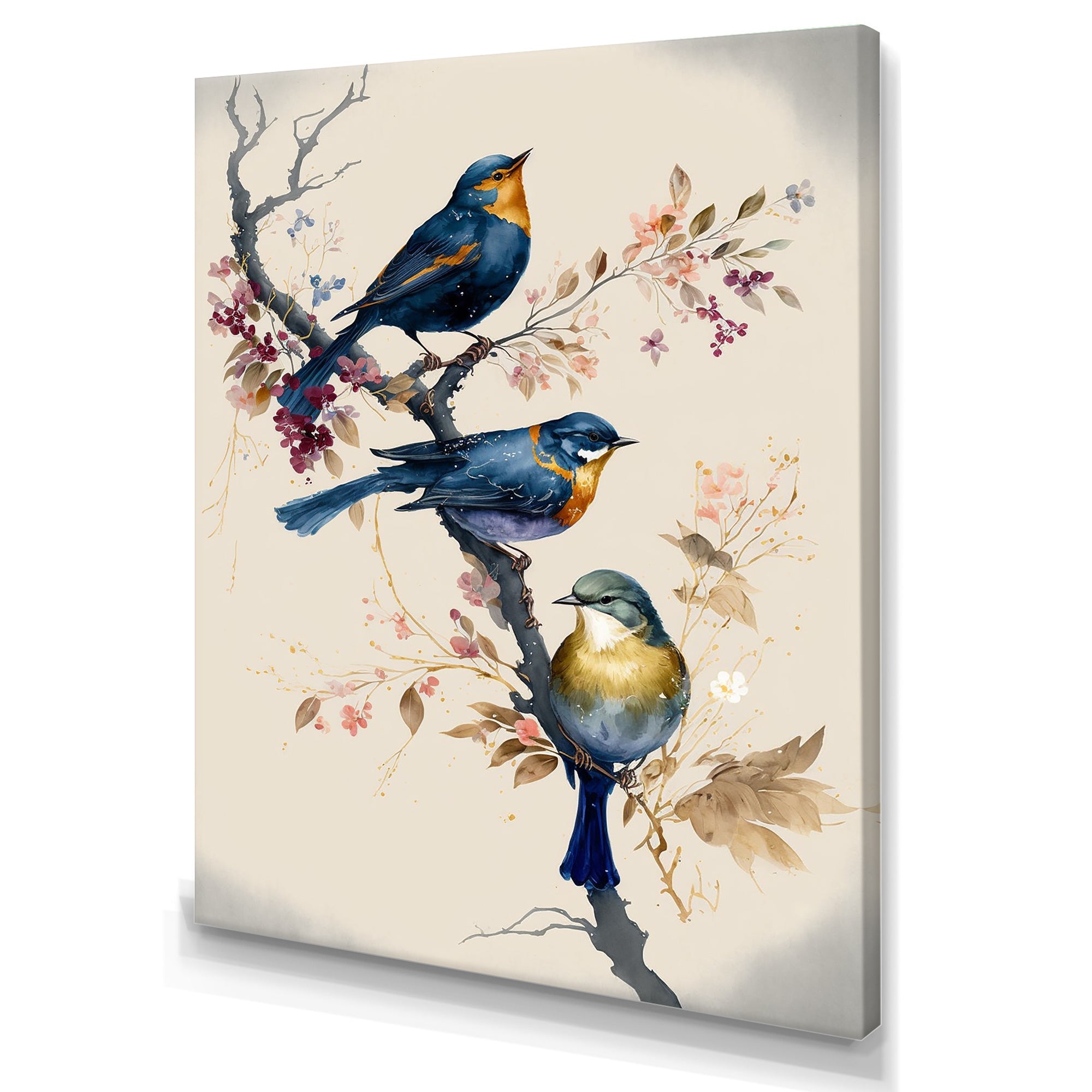 Multicolor Birds On Plum Blossoms Tree XV