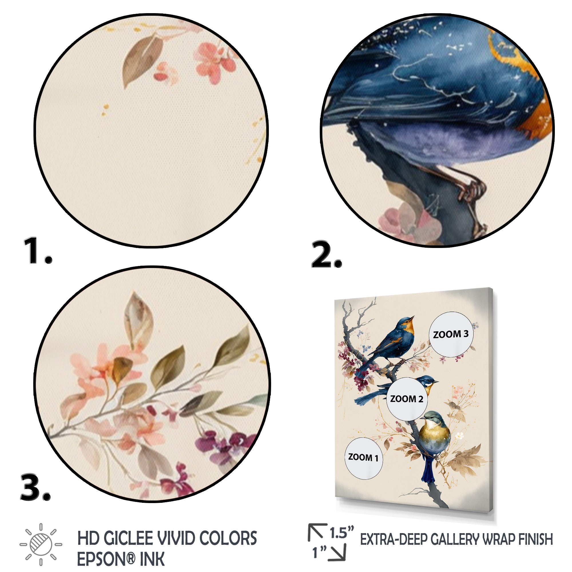 Multicolor Birds On Plum Blossoms Tree XV