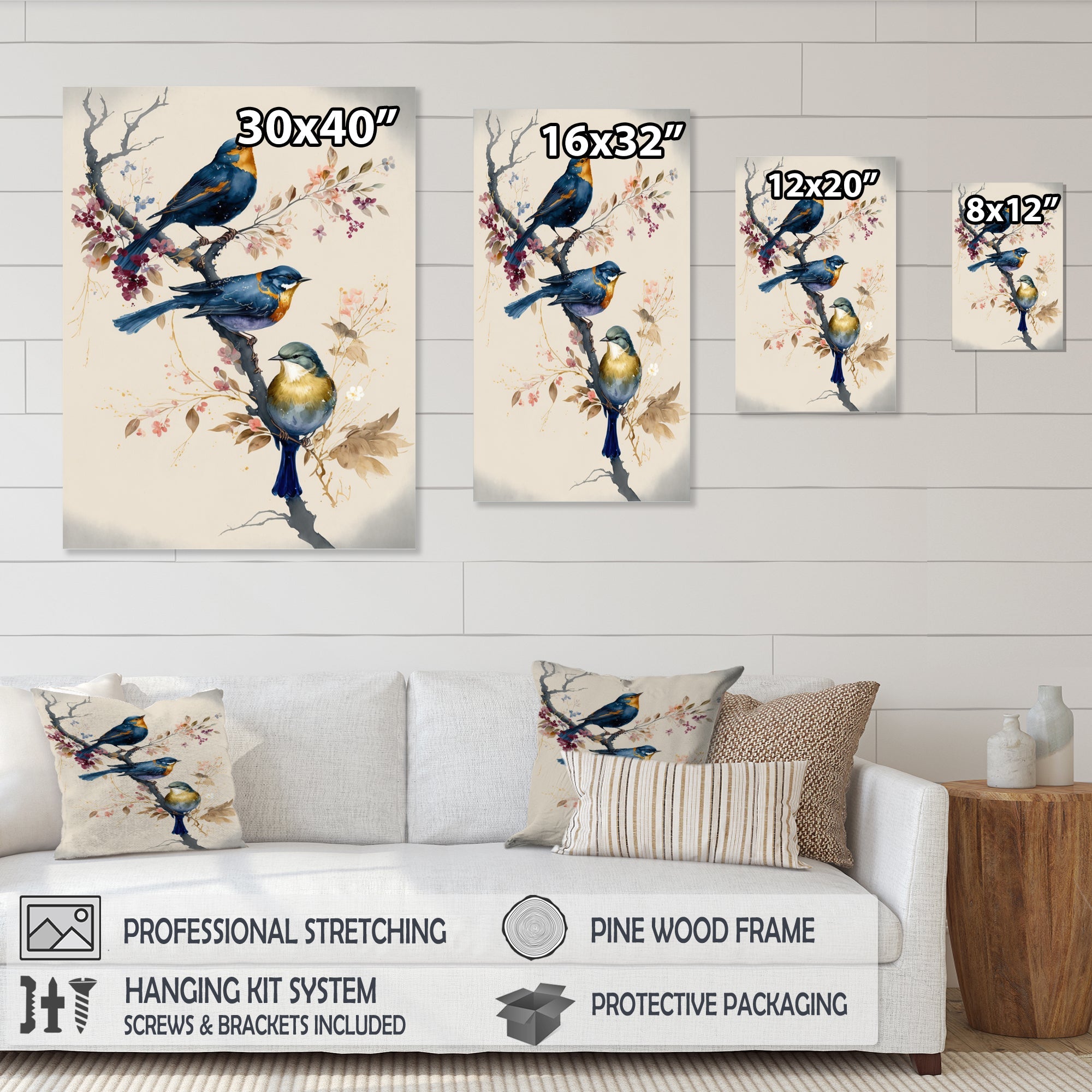 Multicolor Birds On Plum Blossoms Tree XV