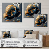 Deep Blue And Gold Single Flower IV