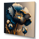 Deep Blue And Gold Single Flower V